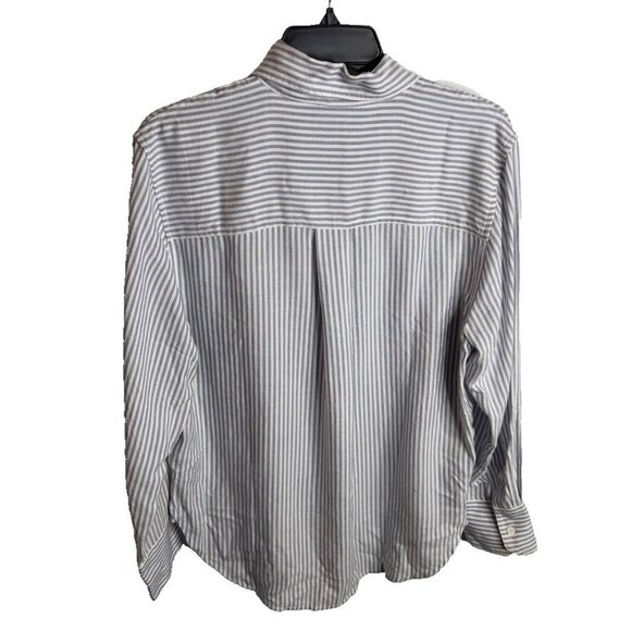 Madewell $88 Drapey Long-Sleeve Popover Shirt in Stripe Size M NT776 - Picture 7 of 7